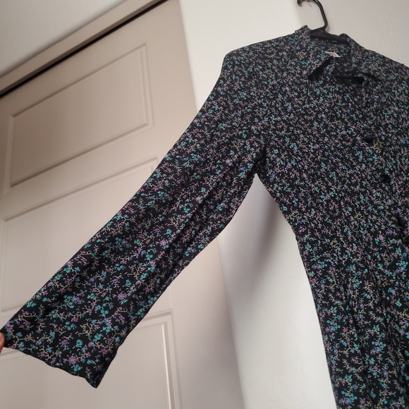 80's Vintage Goth Prairie Calico Maxi Dress - Picture 7 of 16